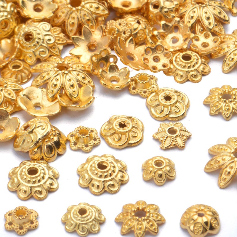 BronaGrand 100 Gram(About 250-350pcs) Bead Caps Metal Spacers Jewelry Findings Accessories for Bracelet Necklace Jewelry Making,Gold - Image 5